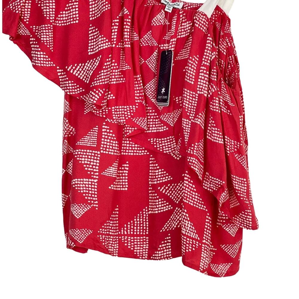 NEW Splendid One Shoulder Ruffle Overlay Pink Blouse Women's‎ Size XS Summer - Picture 6 of 10